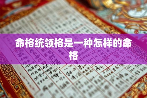 命格统领格是一种怎样的命格