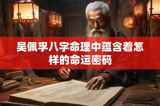 吴佩孚八字命理中蕴含着怎样的命运密码