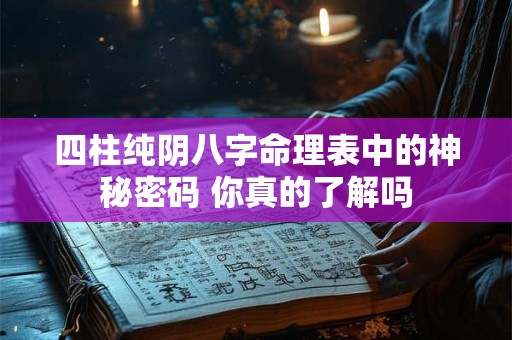 四柱纯阴八字命理表中的神秘密码 你真的了解吗