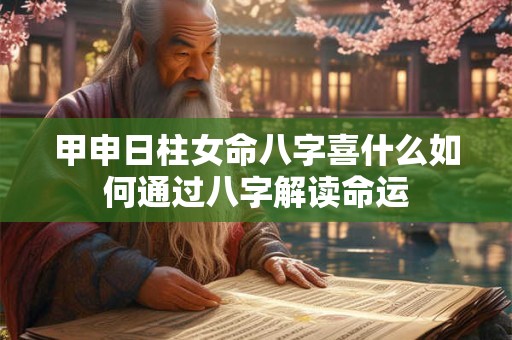 甲申日柱女命八字喜什么如何通过八字解读命运