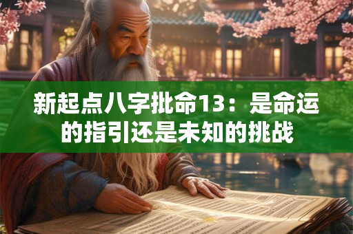 新起点八字批命13：是命运的指引还是未知的挑战