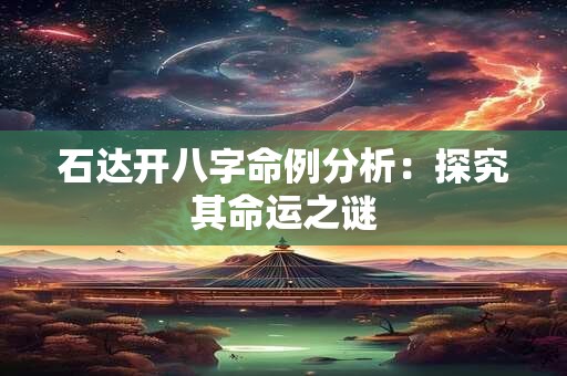 石达开八字命例分析：探究其命运之谜
