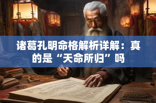 诸葛孔明命格解析详解：真的是“天命所归”吗