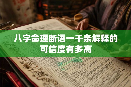 八字命理断语一千条解释的可信度有多高