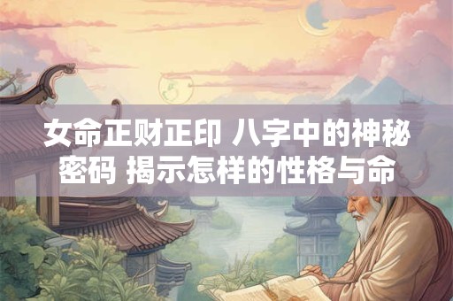 女命正财正印 八字中的神秘密码 揭示怎样的性格与命运