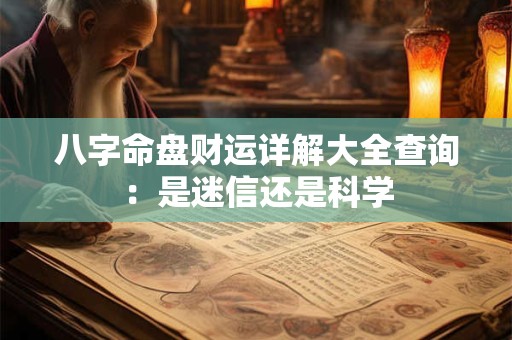 八字命盘财运详解大全查询：是迷信还是科学