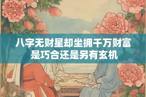 八字无财星却坐拥千万财富 是巧合还是另有玄机