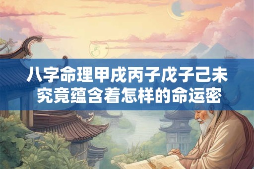 八字命理甲戌丙子戊子己未 究竟蕴含着怎样的命运密码
