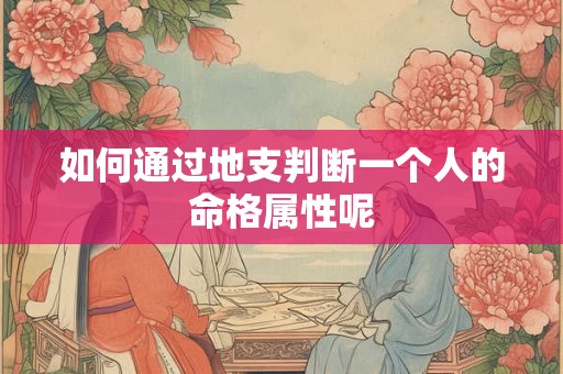 如何通过地支判断一个人的命格属性呢