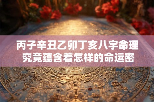 丙子辛丑乙卯丁亥八字命理 究竟蕴含着怎样的命运密码