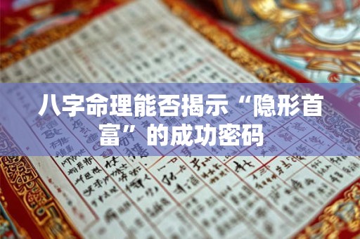 八字命理能否揭示“隐形首富”的成功密码