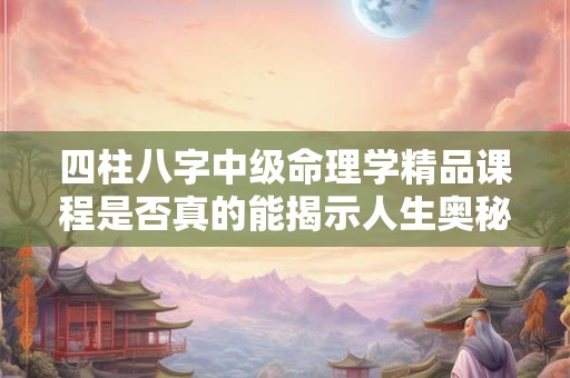 四柱八字中级命理学精品课程是否真的能揭示人生奥秘