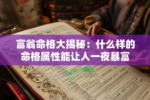 富翁命格大揭秘：什么样的命格属性能让人一夜暴富