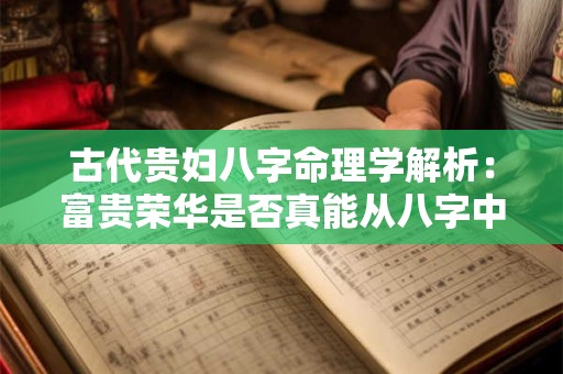 古代贵妇八字命理学解析:富贵荣华是否真能从八字中看出端倪 古代贵妇八字命理学解析:富贵荣华是否真能从八字中看出端倪