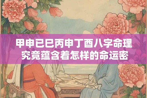 甲申已巳丙申丁酉八字命理 究竟蕴含着怎样的命运密码