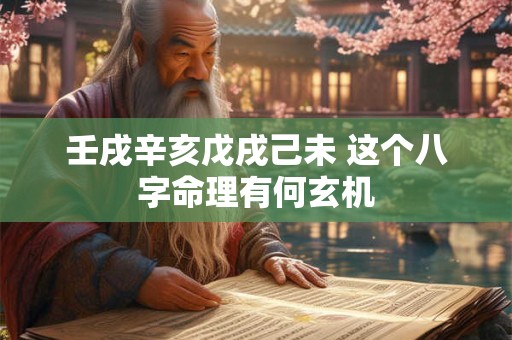 壬戌辛亥戊戌己未 这个八字命理有何玄机
