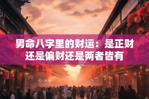 男命八字里的财运：是正财还是偏财还是两者皆有