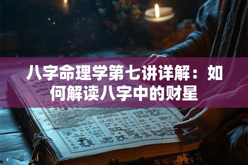 八字命理学第七讲详解：如何解读八字中的财星
