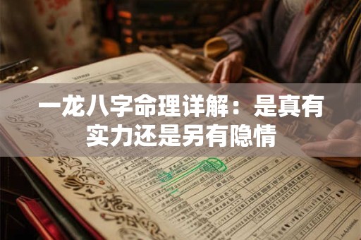 一龙八字命理详解：是真有实力还是另有隐情