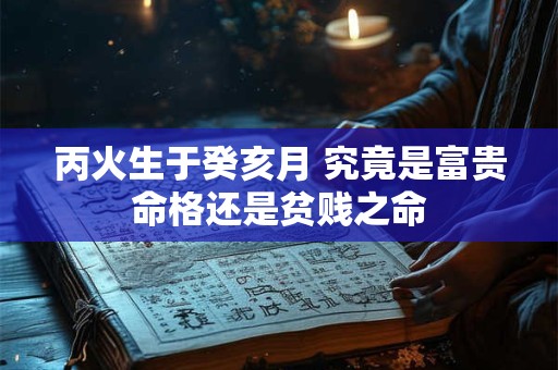 丙火生于癸亥月 究竟是富贵命格还是贫贱之命