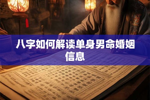 八字如何解读单身男命婚姻信息