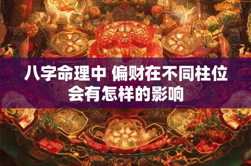 八字命理中 偏财在不同柱位会有怎样的影响