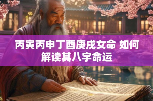 丙寅丙申丁酉庚戌女命 如何解读其八字命运