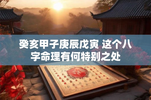 癸亥甲子庚辰戊寅 这个八字命理有何特别之处