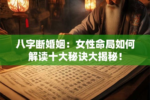 八字断婚姻：女性命局如何解读十大秘诀大揭秘！