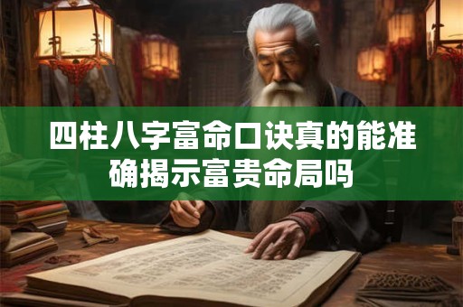 四柱八字富命口诀真的能准确揭示富贵命局吗