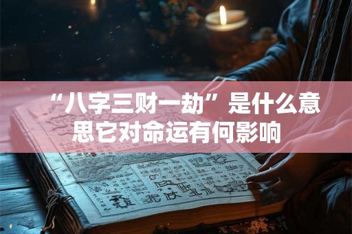 “八字三财一劫”是什么意思它对命运有何影响