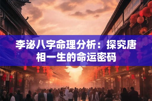李泌八字命理分析：探究唐相一生的命运密码
