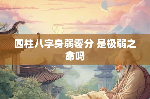 四柱八字身弱零分 是极弱之命吗