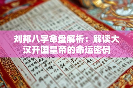 刘邦八字命盘解析：解读大汉开国皇帝的命运密码