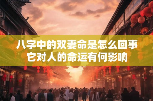 八字中的双妻命是怎么回事它对人的命运有何影响