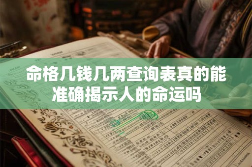 命格几钱几两查询表真的能准确揭示人的命运吗