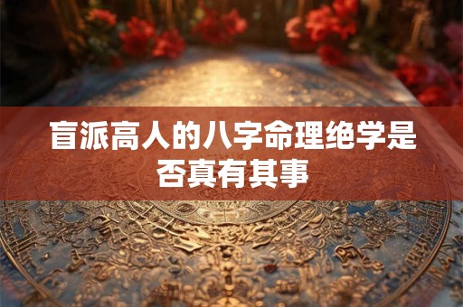 盲派高人的八字命理绝学是否真有其事