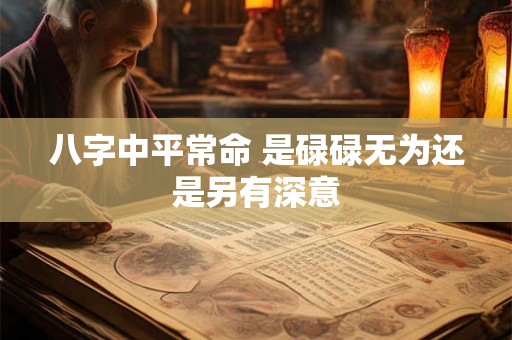 八字中平常命 是碌碌无为还是另有深意