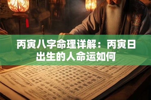 丙寅八字命理详解：丙寅日出生的人命运如何