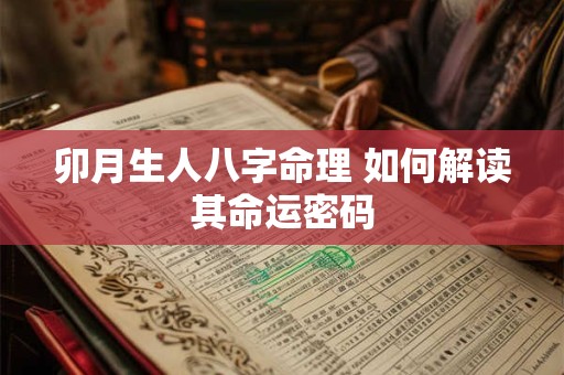 卯月生人八字命理 如何解读其命运密码