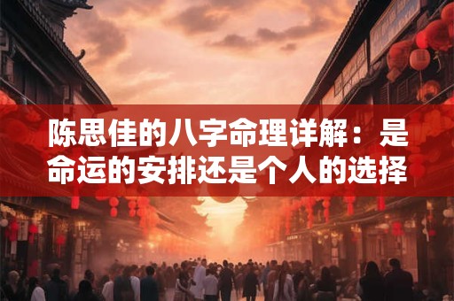 陈思佳的八字命理详解：是命运的安排还是个人的选择