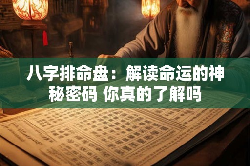 八字排命盘：解读命运的神秘密码 你真的了解吗