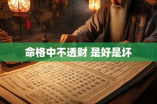 命格中不透财 是好是坏