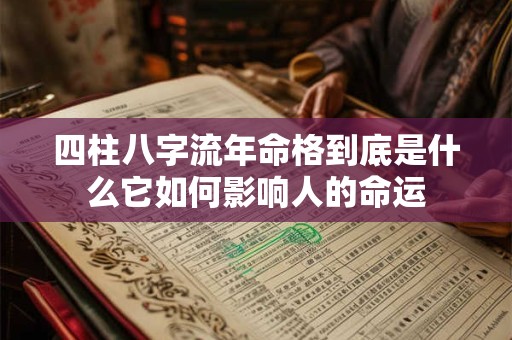 四柱八字流年命格到底是什么它如何影响人的命运