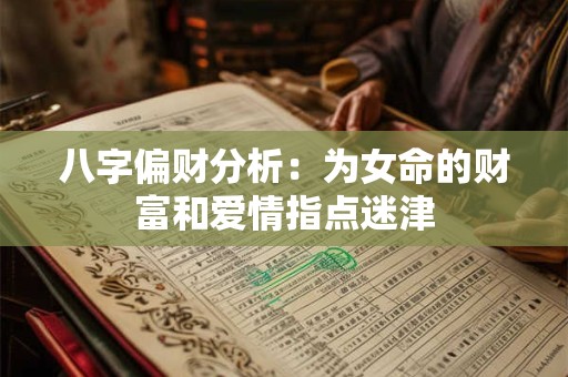详细阅读:八字偏财分析:为女命的财富和爱情指点迷津 八字偏财分析:为女命的财富和爱情指点迷津