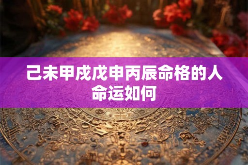 己未甲戍戊申丙辰命格的人命运如何