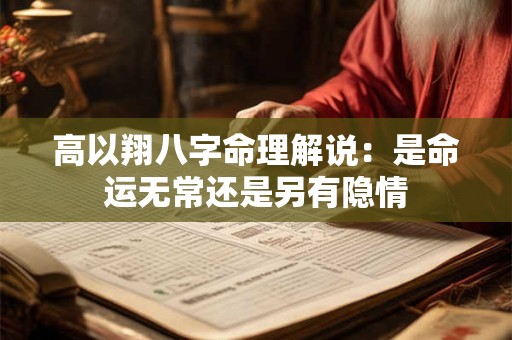 高以翔八字命理解说：是命运无常还是另有隐情