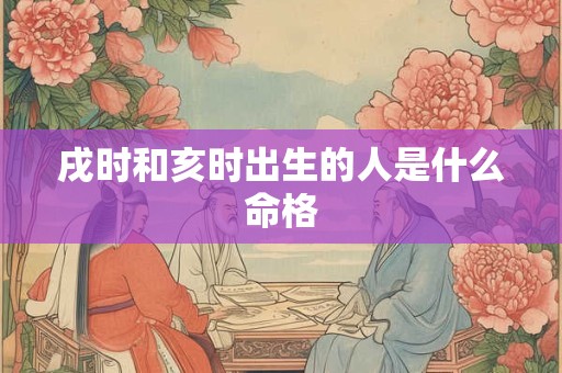 戌时和亥时出生的人是什么命格