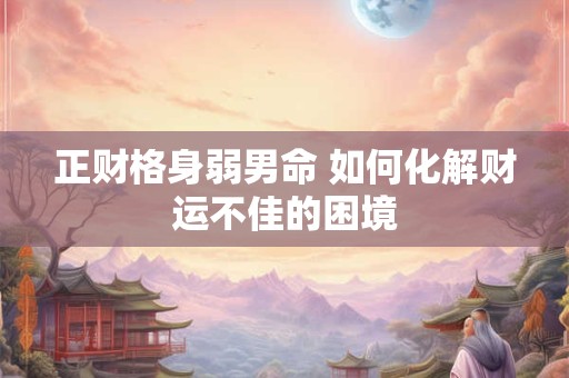 正财格身弱男命 如何化解财运不佳的困境
