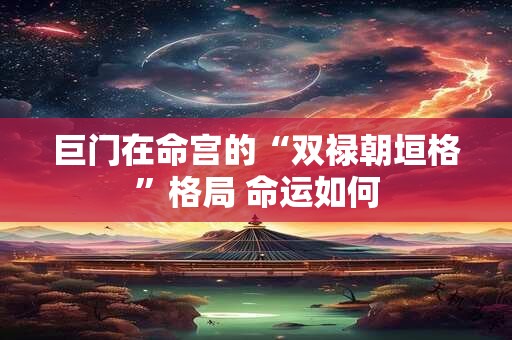 巨门在命宫的“双禄朝垣格”格局 命运如何
